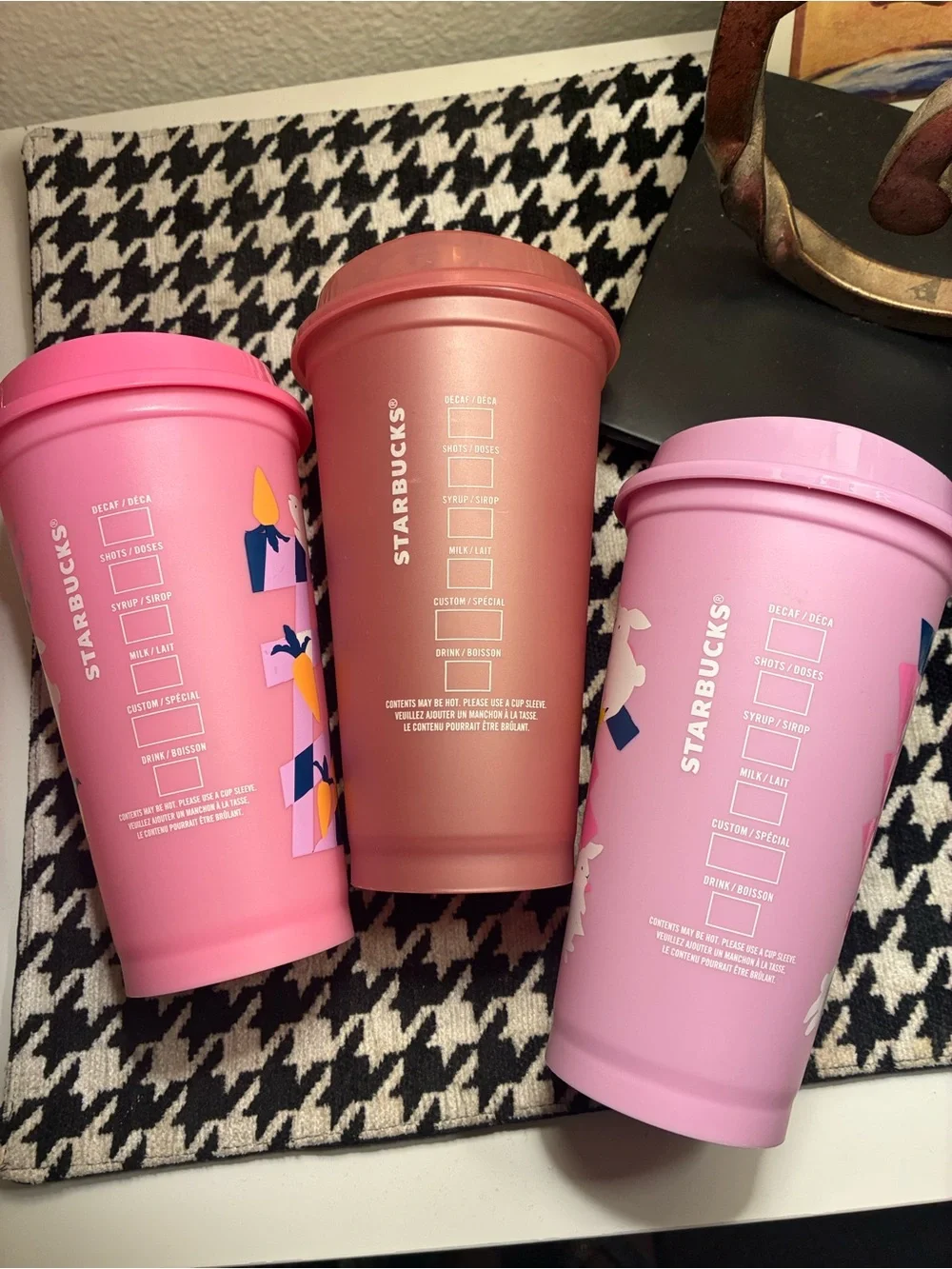 Starbucks new 3 Pink tumblers Bunnies